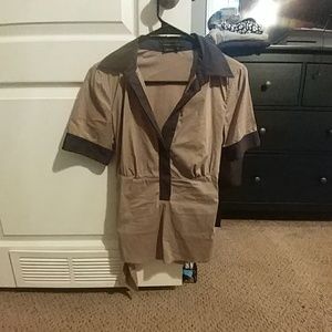 Dark Tan/Black blouse